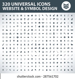 320 Icon set. Universal Icon set,Website and symbol design icons,clean vector