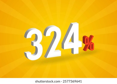 324% discount 3D text for sells and promotion.