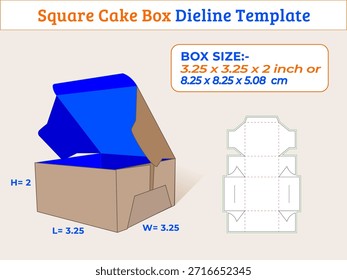 3,25 x 3,25 x 2 Zoll Kuchenbox