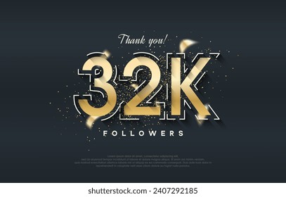 32k followers design with shiny gold color.