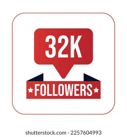 32K Followers Design Template Vector Illustration