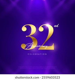 32nd Anniversary celebration, Thirty-second year Anniversary celebration on lights background for celebration event, festive illustration.