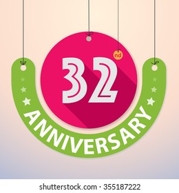 32nd Anniversary - Colorful Badge, Paper cut-out
