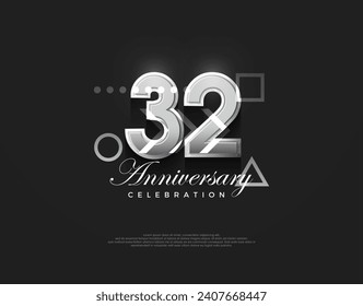 32nd anniversary number, modern elegant and simple. Premium vector background for greeting and celebration.