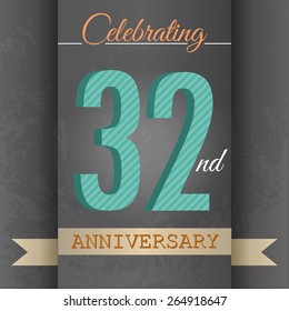 32nd Anniversary poster / template design in retro style - Vector Background