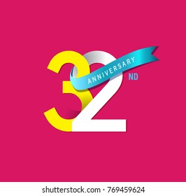 32nd Anniversary Simple Emblems Template Design Stock Vector (Royalty ...