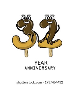 32nd year anniversary celebration vector template design illustration