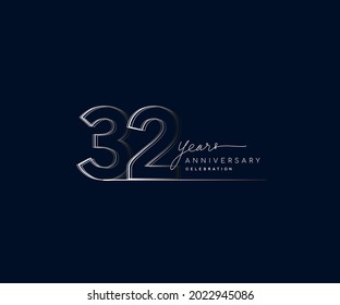 32nd years anniversary celebration logotype with linked number. Simple and modern design, vector design for anniversary celebration.