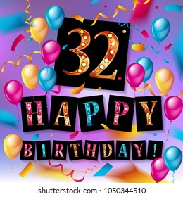 32nd years Anniversary logo with colorful abstract background, vector design template elements for invitation card and poster your birthday celebration.