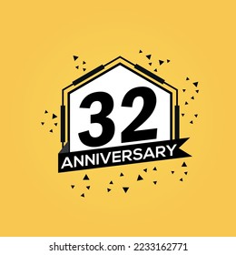 32nd years anniversary logo, vector design birthday celebration with geometric isolated design.