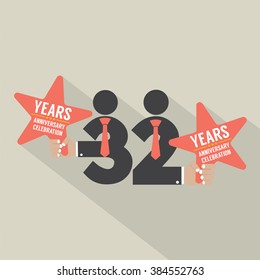 32nd Years Anniversary Typography Design Vector Illustration