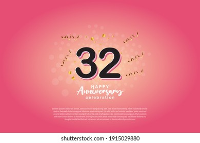 Antecedentes del 32º aniversario con ilustración numérica 3D