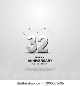 32th anniversary background with 3D number illustration