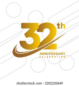 32th anniversary celebration, golden anniversary celebration logo type isolated on white background, vector illustration