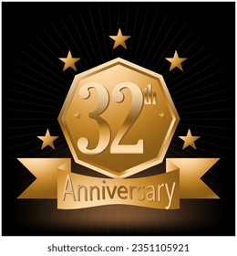 Vector del logotipo de la celebración del 32° aniversario