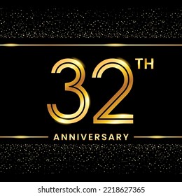 32th Anniversary Logotype. Golden Anniversary template design for celebration event, invitation card, greeting card, flyer, banner, poster, double line logo, vector illustration