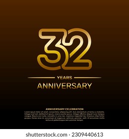 32th year anniversary design template in gold color. vector template illustration