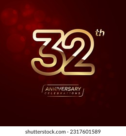 Diseño del logo del 32º aniversario con un concepto de doble línea en color oro