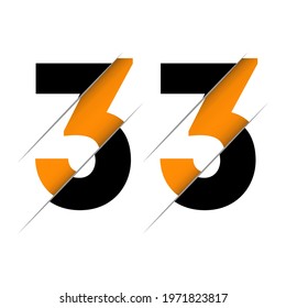 33 3 3 Number Logo Design with a Creative Cut and Black Circle Background. Creative logo design.