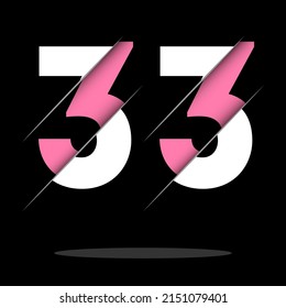 33 3 3 Number Logo Design with a Creative Cut and Black Circle Background. Creative logo design.