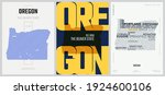 33 of 50 sets, US State Posters with name and Information in 3 Design Styles, Detailed vector art print Oregon map