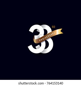 33 anniversary logo with gold ribbon. template design for web, game ,Creative poster, booklet, leaflet, flyer, magazine, invitation card
