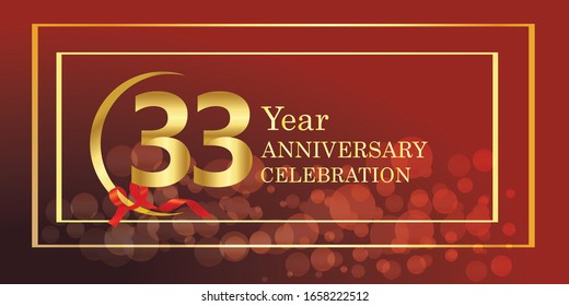 33 anniversary logo vector template. Design for banner, greeting cards or print.