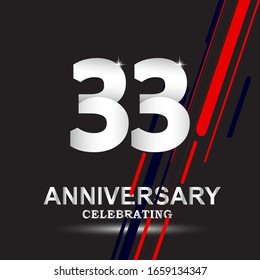33 anniversary logo vector template. Design for banner, greeting cards or print