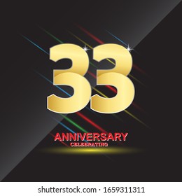 33 anniversary logo vector template. Design for banner, greeting cards or print