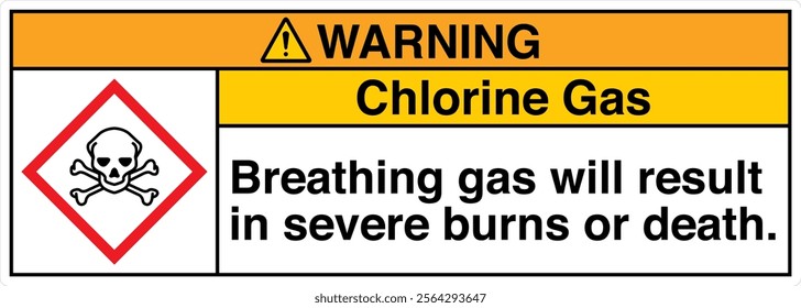 33 ANSI Z535 GHS Chemicals Label and Hazard WARNING Chlorine Gas Breathing Gas Will Result in Severe Burns or Death Horizontal White
