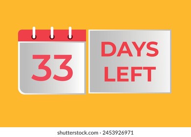 33 days to go countdown template. 33 day Countdown left days banner design. 33 Days left countdown timer