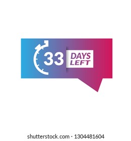33 Days Left sign - emblem, label, badge,sticker, logo. Designed for your web site design, logo, app