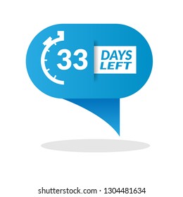 33 Days Left sign - emblem, label, badge,sticker, logo. Designed for your web site design, logo, app