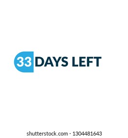 33 Days Left sign - emblem, label, badge,sticker, logo. Designed for your web site design, logo, app