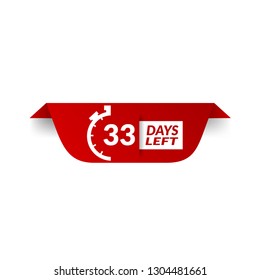 33 Days Left sign - emblem, label, badge,sticker, logo. Designed for your web site design, logo, app