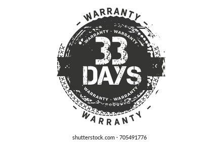 33 days warranty icon vintage rubber stamp guarantee