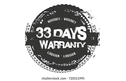 33 days warranty icon vintage rubber stamp guarantee