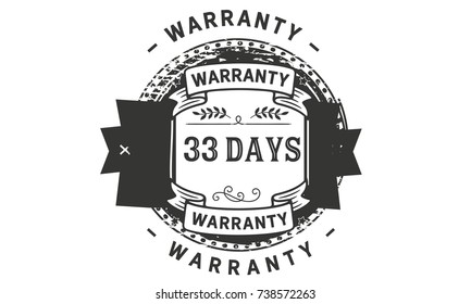 33 days warranty icon vintage rubber stamp guarantee