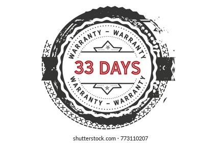 33 days warranty icon vintage rubber stamp guarantee