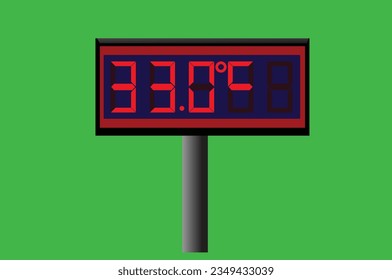 Celsius de 33 grados sobre termómetro digital o indicador de temperatura