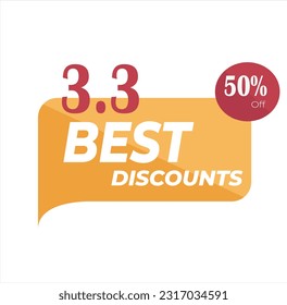 3.3 event best discount 50 percent editable text style effect themed sales promotion