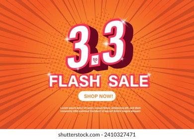 3.3 flash sale banner template design for web or social media.