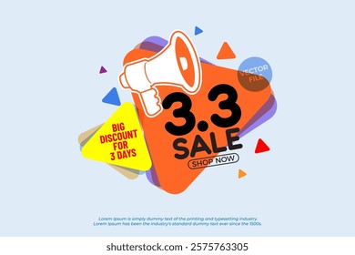 3.3 flash sale banner vector template promotion design for social media and website