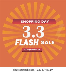 3.3 flash sale editable text style effect themed march sales promotion