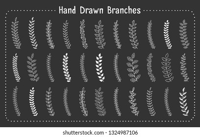 33 Hand drawn branches on white background, vector eps10 illustration