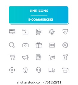 33. Line icons set. E-commerce 1 pack. Vector illustration for internet and online work 