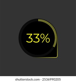 33% Loading. Ui Diagram vector. Download progress icon. Circle diagram interface. Thirty three percent downloading.