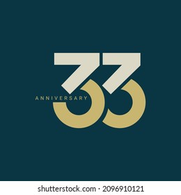 33 logo, 33 Year Anniversary Logo, 33 birthday,  Vector Template Design element for birthday, invitation, wedding, jubilee and greeting card illustration.