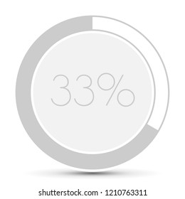 33% Minimal Flat white plane progress button  with shadow. well aligned loading graphic vector 
