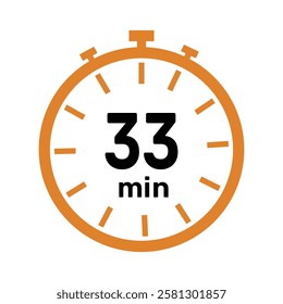 33 minute Timer, clock, icon vector stopwatch isolated icons. Countdown timer symbol.